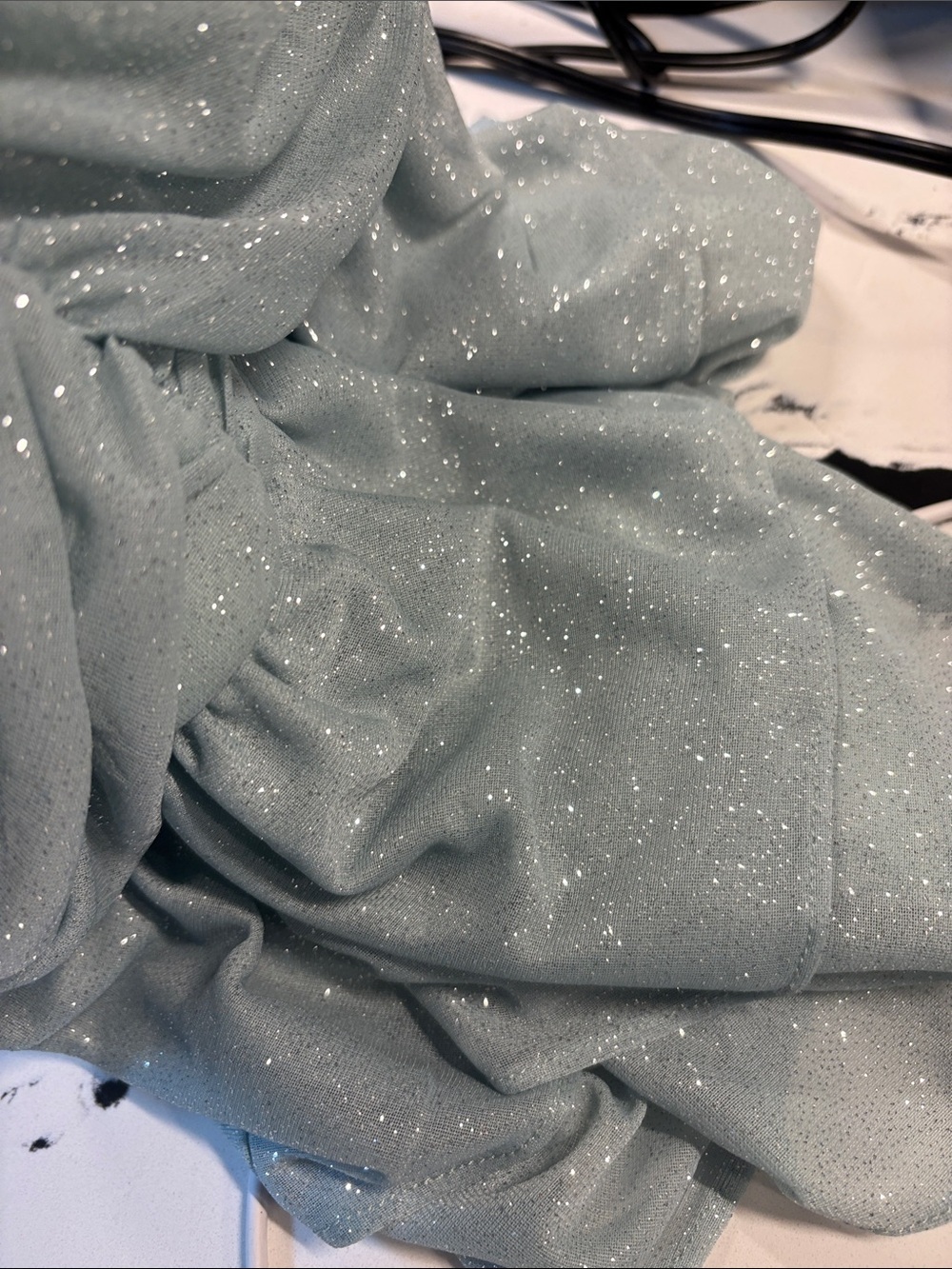 Jump Shimmery Mint Ruched Mini Dress with Ruffle Hem - Picture 3 of 8